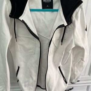Hollister Black and White Zip-Up Jacket